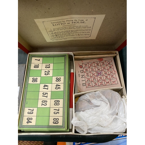 3279 - THREE VINTAGE GAMES TO INCLUDE MASTERMIND, LOTTO AND BEZIQUE