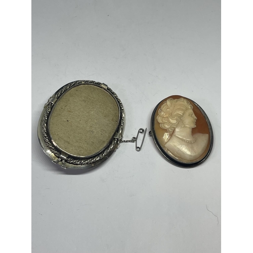 701 - TWO SILVER BROOCHES TO INCLUDE A CAMEO