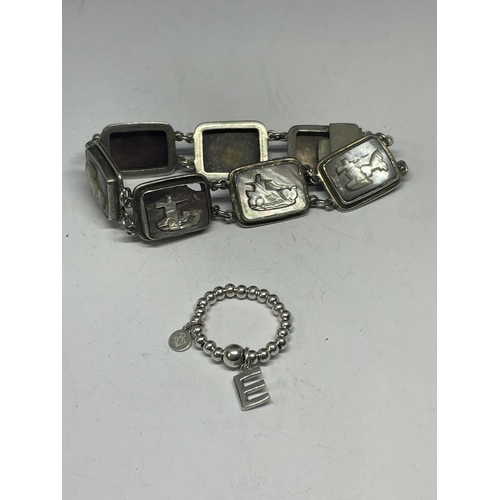 716 - A SILVER BRACELET AND SILVER RING