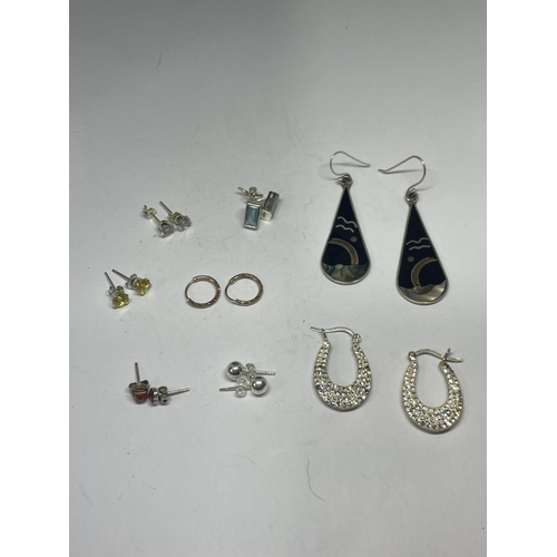 718 - EIGHT PAIRS OF SILVER EARRINGS