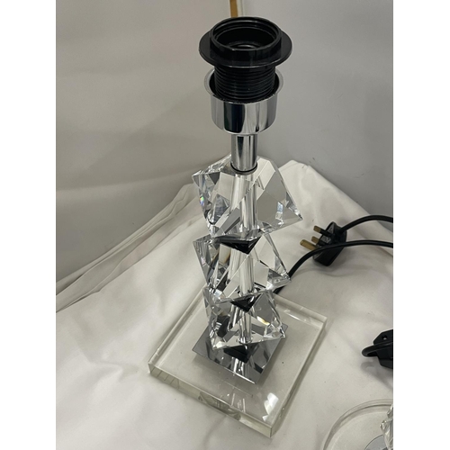 101 - TWO CRYSTAL GLASS TABLE LAMPS HEIGHTS 40CM AND 41CM