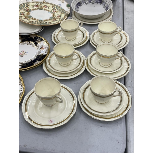 102 - SIX TUSCAN CHINA PLANT CUPS, SAUCERS AND SIDE PLATES PLUS A QUANTITY OF COLLECTABLE PLATES TO INCLUD... 