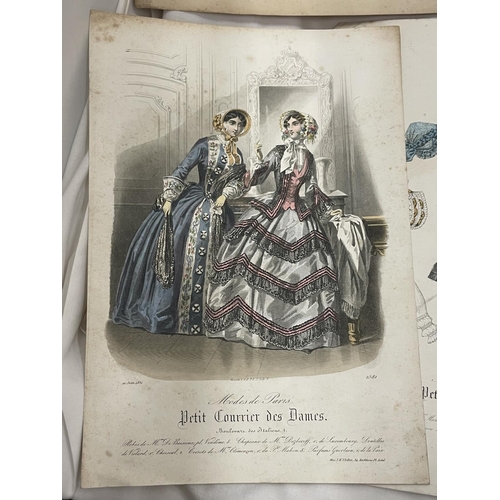 117 - TEN COLOUR FASHION PLATES FROM A PARIS FASHION HOUSE CIRCA 1850