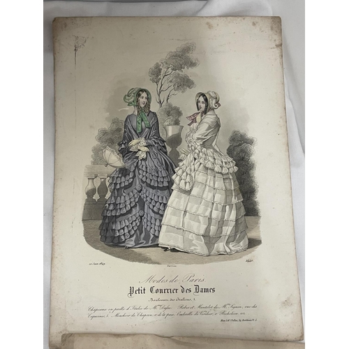 117 - TEN COLOUR FASHION PLATES FROM A PARIS FASHION HOUSE CIRCA 1850