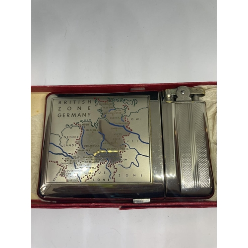 411A - A WWII BRITISH ZONE GERMAN CIGARETTE CASE WITH ATTACHED LIGHTER