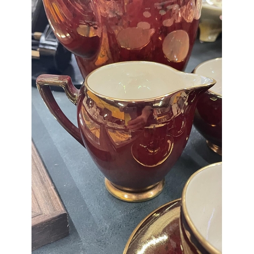 76 - A CARLTON WARE ROUGE ROYALE COFFEE SET TO INCLUDE COFFEE SET, SUGAR BOWL, CREAM JUG, CUPS AND SAUCER... 