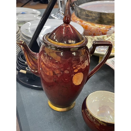 76 - A CARLTON WARE ROUGE ROYALE COFFEE SET TO INCLUDE COFFEE SET, SUGAR BOWL, CREAM JUG, CUPS AND SAUCER... 