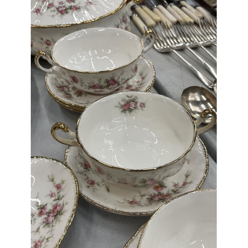 85 - A LARGE QUANTITY OF PARAGON/ROYAL ALBERT 'VICTORIANA ROSE' TO INCLUDE TUREENS, CUPS, SAUCERS, PLATTE... 