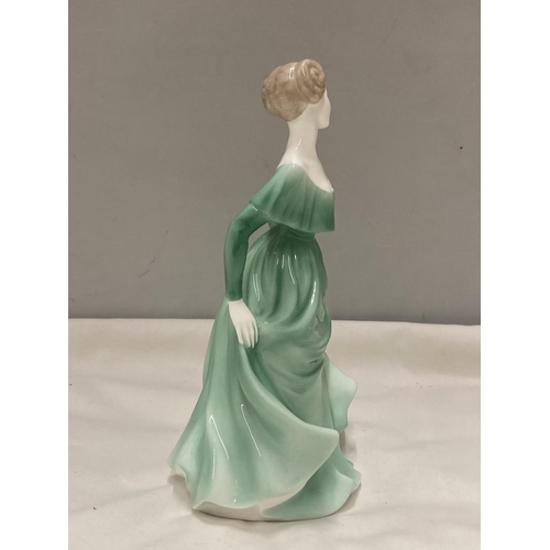 893 - A COALPORT FIGURE GREEN DRESS