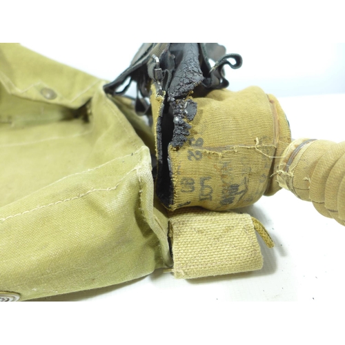 420 - A WORLD WAR II GAS MASK AND BAG