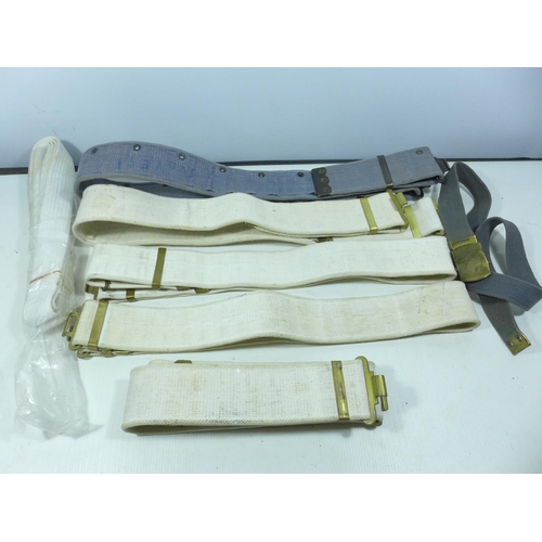 426 - FIVE MILITARY WEBBING BELTS ETC