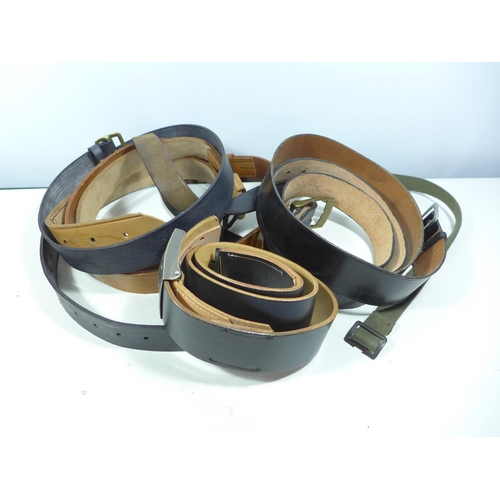 428 - A GERMAN MILITARY BELT AND BUCKLE AND SIX FURTHER ASSORTED BELTS