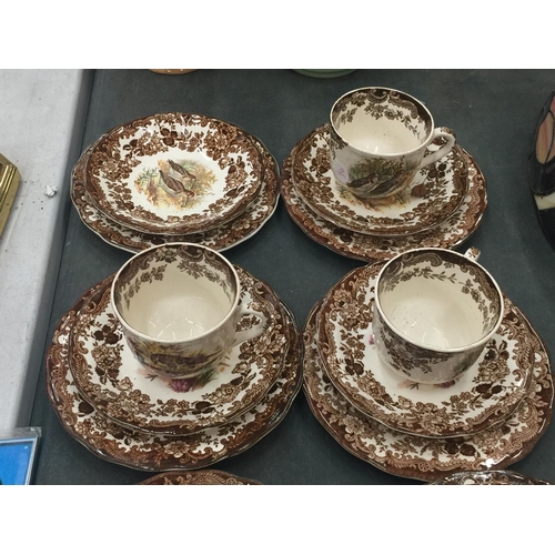 160 - FIVE BROADHURST SAUCERS AND SIX CUPS WITH PASTORAL SCENE