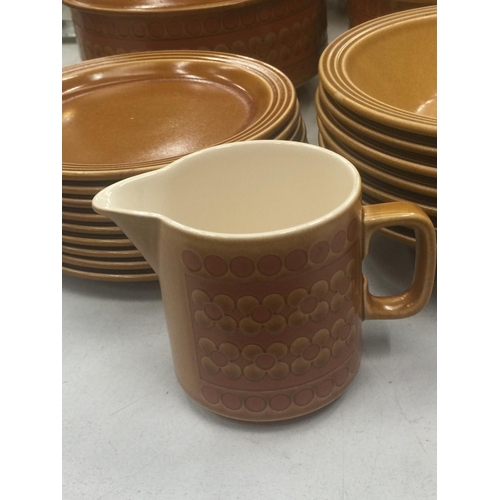 130 - A QUANTITY OF HORNSEA POTTERY 'SAFFRON' TO INCLUDE BOWLS, TUREENS, PLATES AND A MILK JUG