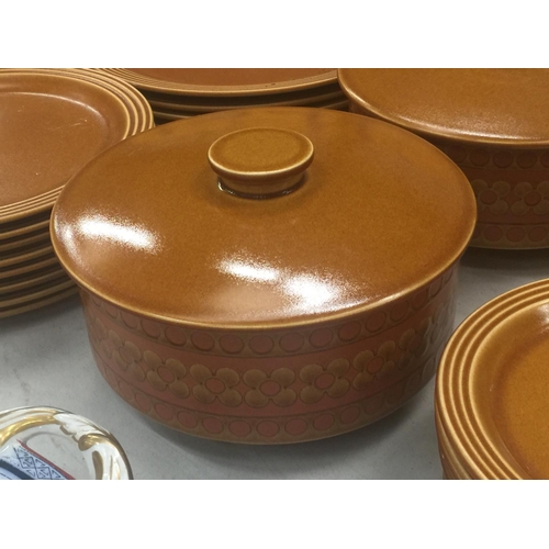 130 - A QUANTITY OF HORNSEA POTTERY 'SAFFRON' TO INCLUDE BOWLS, TUREENS, PLATES AND A MILK JUG