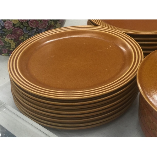 130 - A QUANTITY OF HORNSEA POTTERY 'SAFFRON' TO INCLUDE BOWLS, TUREENS, PLATES AND A MILK JUG