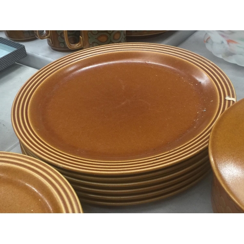 130 - A QUANTITY OF HORNSEA POTTERY 'SAFFRON' TO INCLUDE BOWLS, TUREENS, PLATES AND A MILK JUG