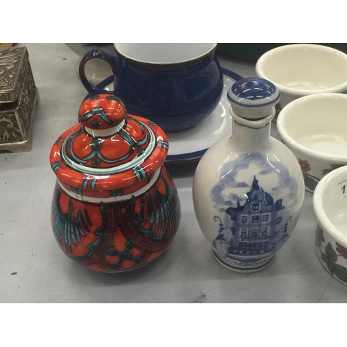 148 - A QUANTITY OF CERAMIC ITEMS TO INCLUDE DENBY, PORTMEIRION 'BOTANIC GARDEN' RAMEKINS, STUDIO POTTERY,... 