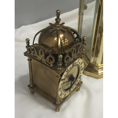 163 - A SEWILL'S ANNIVERSARY CLOCK - NEEDS ATTENTION AND A BRASS VINTAGE STYLE LANTERN CLOCK