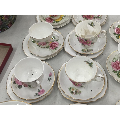 175 - A QUANTITY OF CHINA CUPS, PLATES AND SAUCERS TO INCLUDE ROYAL ALBERT 'PRARIE ROSE', SHERIDAN, ETC