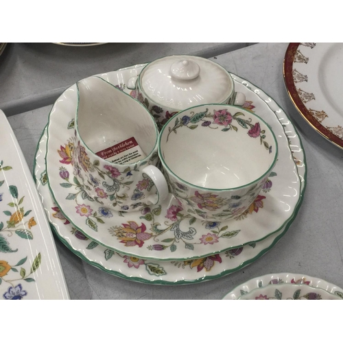 188 - A QUANTITY OF MINTON 'HADDON HALL' TEAWARE TO INCLUDE CAKE PLATES, CUPS, SAUCERS, SIDE PLATES, SUGAR... 