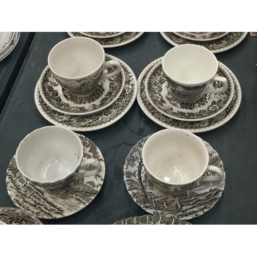 201 - A QUANTITY OF CERAMIC CUPS, SAUCERS, SIDE PLATES, ETC TO INCLUDE MYOTT 'ROYAL MAIL'