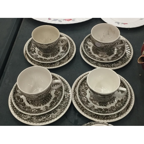 201 - A QUANTITY OF CERAMIC CUPS, SAUCERS, SIDE PLATES, ETC TO INCLUDE MYOTT 'ROYAL MAIL'