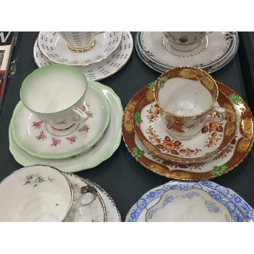 202 - AMIXED LOT OF TRIOS TO INCLUDE PARAGON 'FIRST LOVE', ROYAL DOULTON 'CAMBRIDGE', ETC