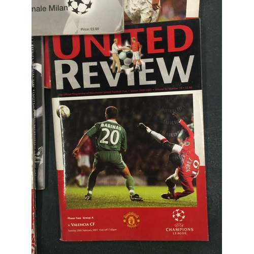 203 - A QUANTITY OF MANCHESTER UNITED REVIEWS, PLUS A CHAMPIONS LEAGUE PROGRAMME, MAN UTD V FC INTERNAZION... 