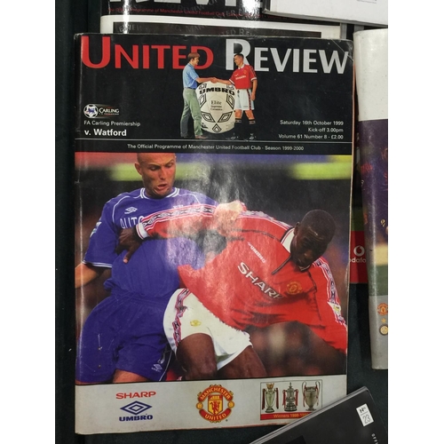 203 - A QUANTITY OF MANCHESTER UNITED REVIEWS, PLUS A CHAMPIONS LEAGUE PROGRAMME, MAN UTD V FC INTERNAZION... 