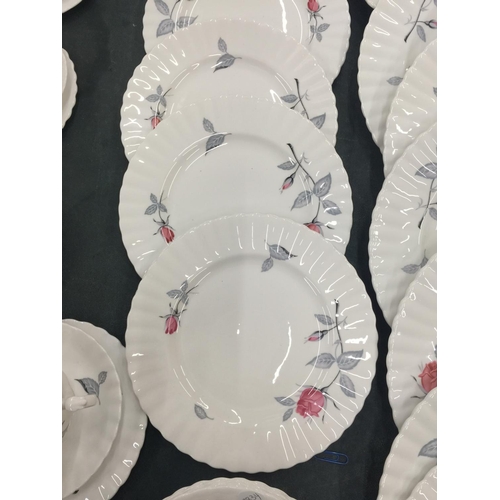 215 - A QUANTITY OF ROYAL ALBERT 'TRENTSIDE ROSE' CHINA TO INCLUDE A SERVING PLATE, DINNER PLATES, SIDE PL... 