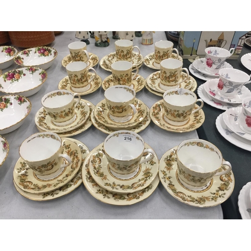 216 - A QUANTITY OF ELIZABETHAN 'AUTUMN SONG' CUPS, SAUCERS AND SIDE PLATES