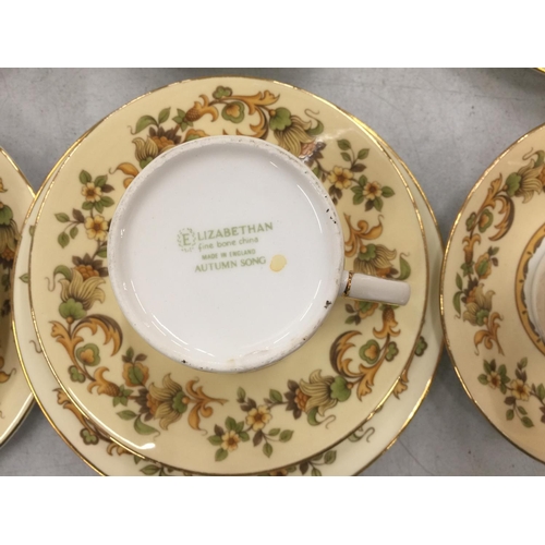 216 - A QUANTITY OF ELIZABETHAN 'AUTUMN SONG' CUPS, SAUCERS AND SIDE PLATES