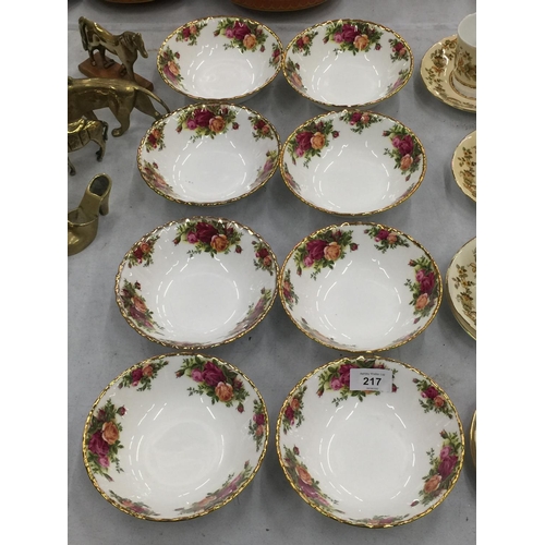 217 - A QUANTITY OF ROYAL ALBERT 'OLD COUNTRY ROSES' CEREL BOWLS - FIRST QUALITY