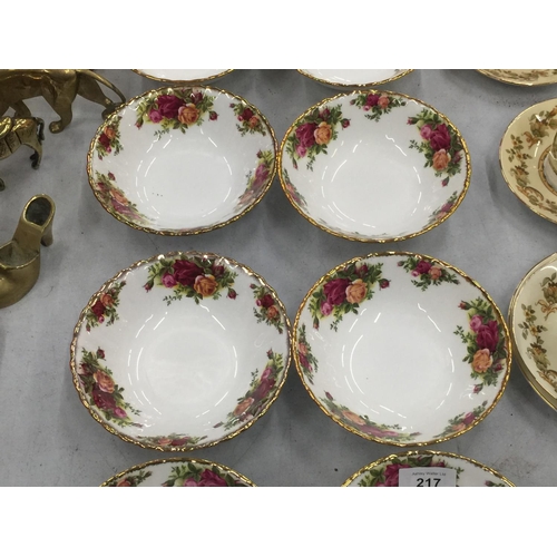 217 - A QUANTITY OF ROYAL ALBERT 'OLD COUNTRY ROSES' CEREL BOWLS - FIRST QUALITY