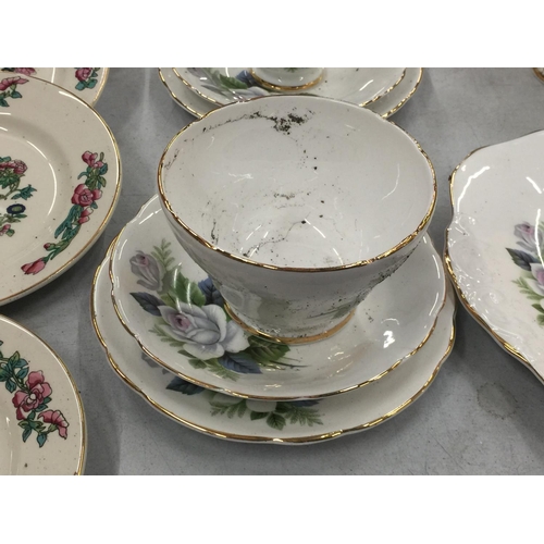 220 - A QUANTITY OF SUTHERLAND CHINA CUPS, SAUCERS, SIDE PLATES AND A CAKE PLATE