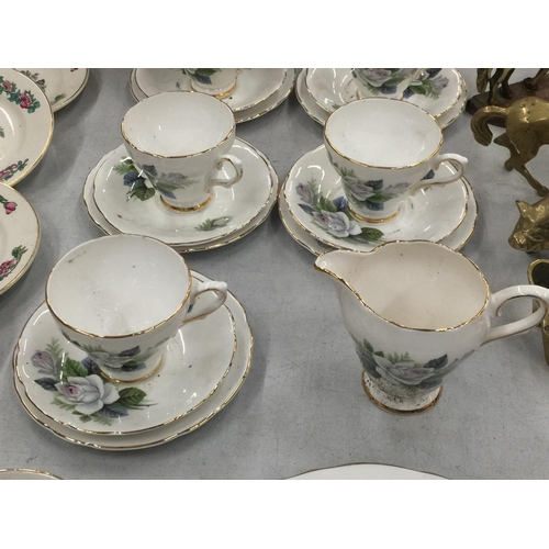 220 - A QUANTITY OF SUTHERLAND CHINA CUPS, SAUCERS, SIDE PLATES AND A CAKE PLATE