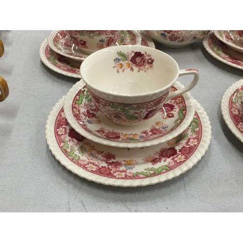 225 - A JOHNSON BROS 'WINCHESTER' TEASET TO INCLUDE CUPS, SAUCERS, SIDE PLATES, CREAM JUG AND SUGAR BOWL