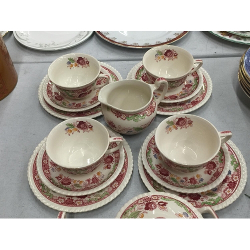 225 - A JOHNSON BROS 'WINCHESTER' TEASET TO INCLUDE CUPS, SAUCERS, SIDE PLATES, CREAM JUG AND SUGAR BOWL