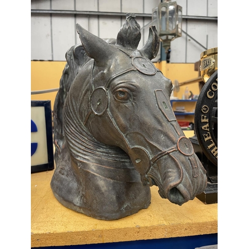 53 - A RECONSTITUTED STONE BUST OF A HORSE HEIGHT 30CM