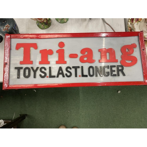 58 - AN ILLUMINATED TRI-ANG TOYS LAST LONG SIGN - LENGTH 50CM