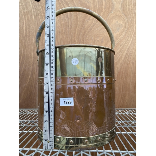 1229 - A VINTAGE COPPER AND BRASS COAL BUCKET