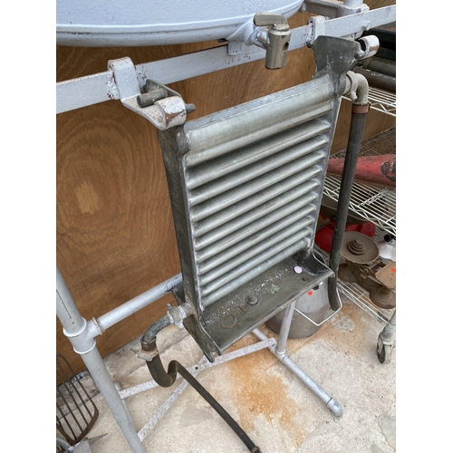 1276 - A VINTAGE LISTER MILK PLATE COOLER SYSTEM WITH HEADER TROUGH AND HANGING FRAME