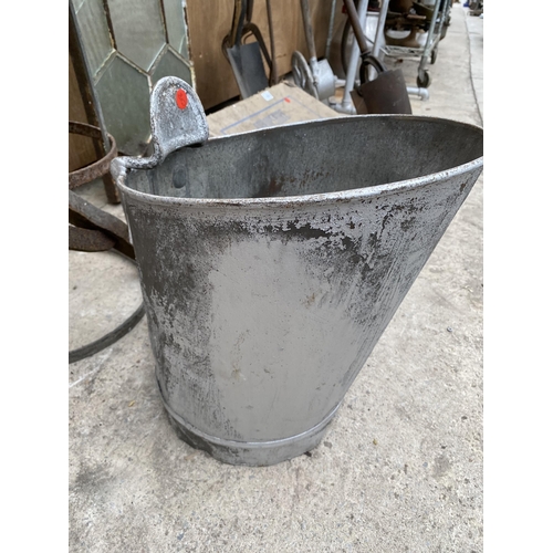 1281 - A VINTAGE BLOW MILK COOLER AND A GALVANISED COAL BUCKET