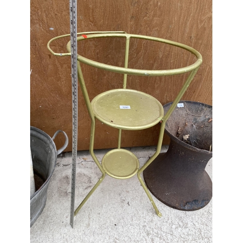 1297 - A GOLD PAINTED METAL TWO TIER PLANT STAND