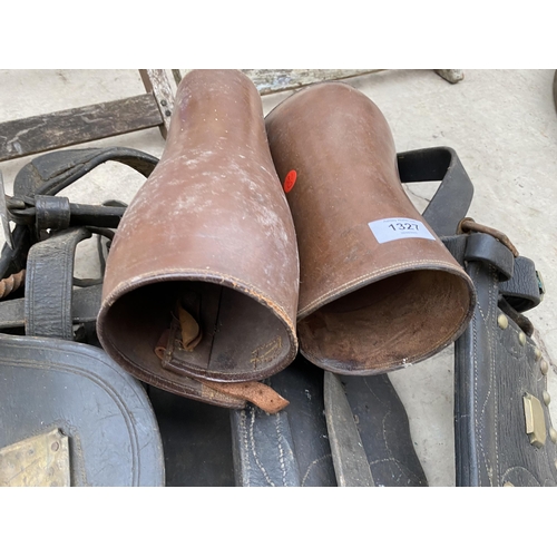 1327 - AN ASSORTMENT OF VINTAGE LEATHER HORSE TACK