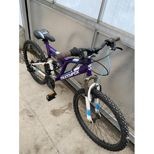 1373 - A MUDDYFOX RECOIL 24 MOUNTAIN BIKE WITH FRONT AND REAR SUSPENSION AND 18 SPEED GEAR SYSTEM