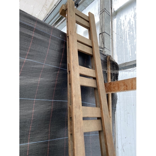 1375 - TWO WOODEN 9 RUNG LADDERS