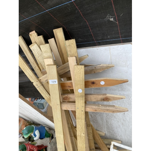 1378 - EIGHT 110CM WOODEN PLANT SUPPORTS