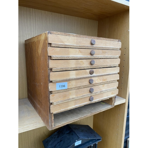 1396 - A HANDMADE MINITURE CHEST OF DRAWERS WITH ONE DRAWER MISSING